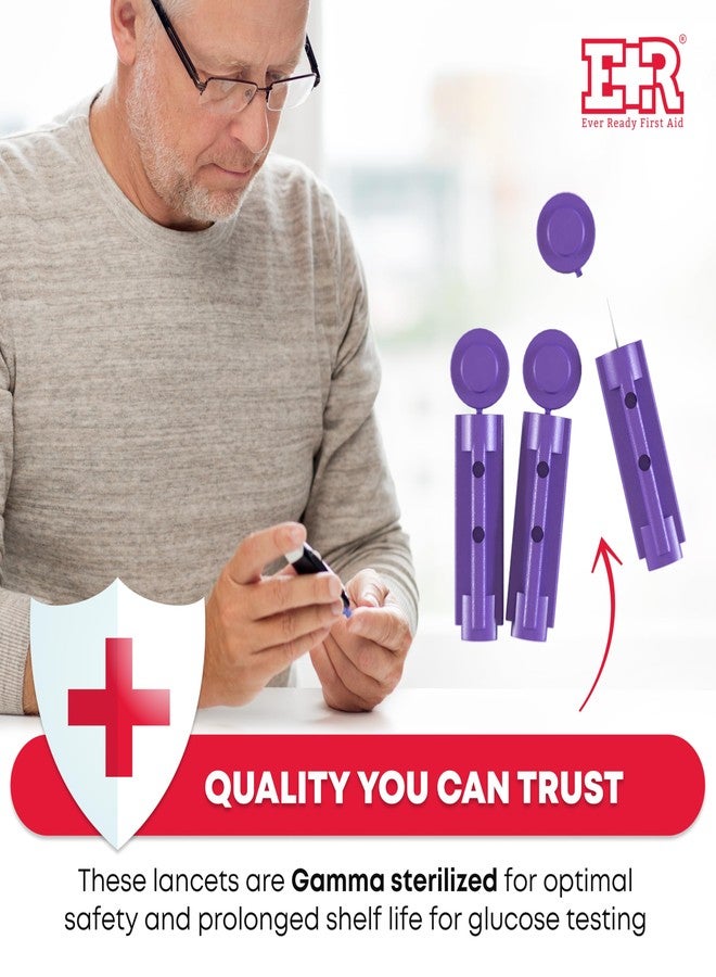 إيفر ريدي فيرست آيد مشارط إسعافات أولية معقمة ذات غطاء لولبي، مقاس 30G، لون بنفسجي - 300 قطعة - Image 2